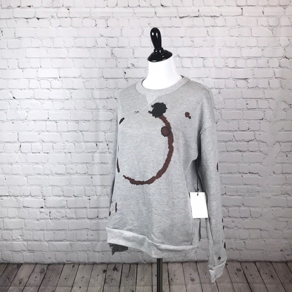 BNWT Size Large gray sweater with oil staining - Picture 2 of 4